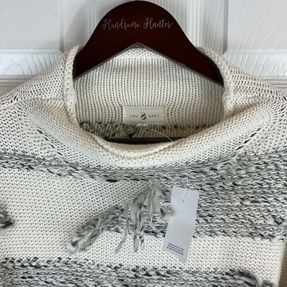 New Lou & Grey Women S Sweater Distressed Roll Neck Wool Blend Fringe Out Top N3 - Picture 11 of 12